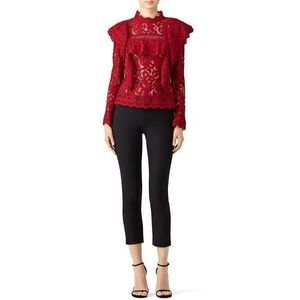 NICHOLAS Red Lace Jasper Frill Top US 6/ SMALL